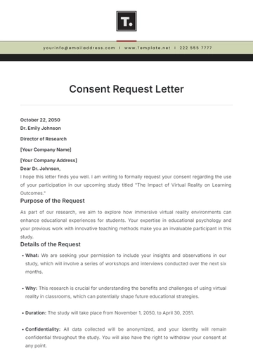 Free Consent Request Letter Template to Edit Online