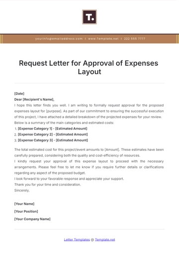 Free Request Letter for Approval of Expenses Layout Template to Edit Online