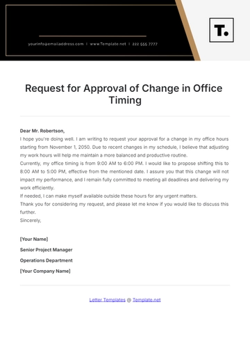 Free Request for Approval of Change in Office Timing Template to Edit Online