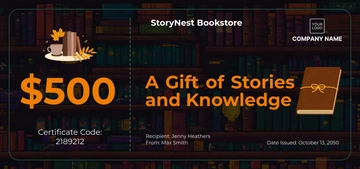 Free Bookstore Gift Certificate Template to Edit Online