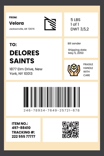 Free Warehouse Shipping Label Template to Edit Online