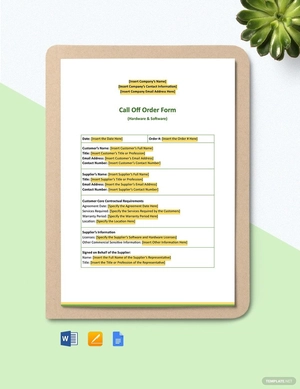 Call Off Order Form (Hardware & Software) Template