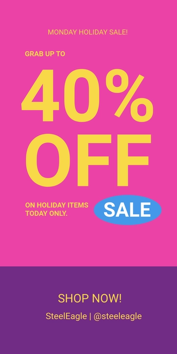 Free Monday Holiday Sale Template to Edit Online