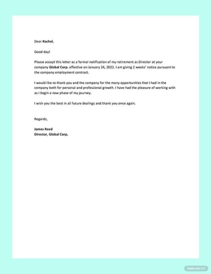 Sample Retirement Letter