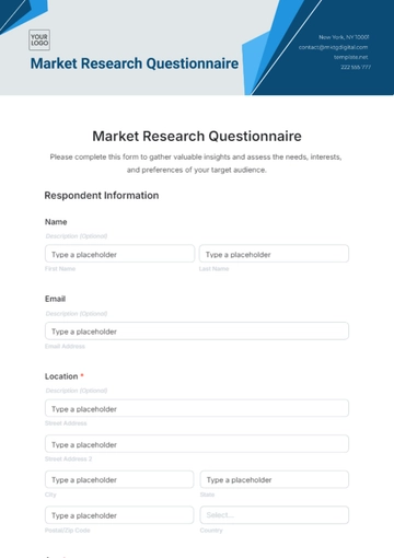Free Market Research Questionnaire Template to Edit Online