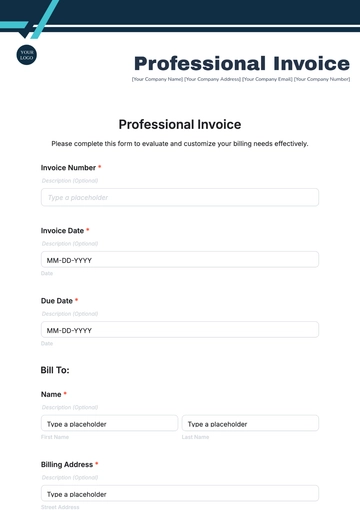 Free Professional Invoice Template to Edit Online