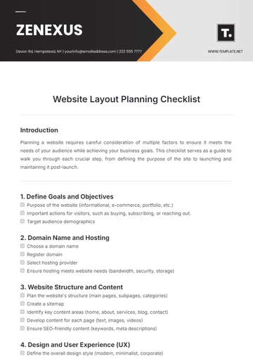 Free Website Layout Planning Checklist Template to Edit Online
