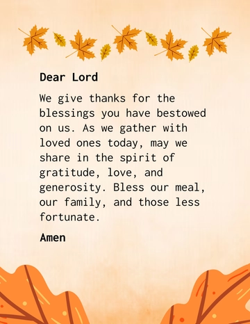 Free Thanksgiving Prayer Template to Edit Online