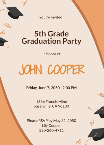 Free 5th Grade Graduation Invitation Template to Edit Online