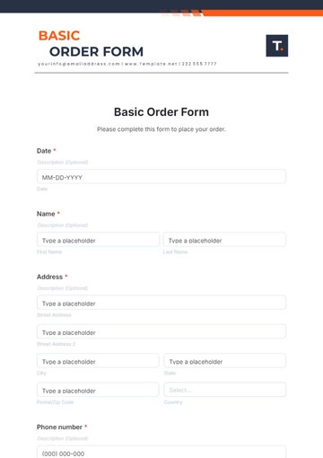 Free Basic Order Form Template to Edit Online