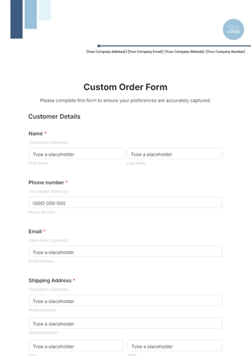 Free Custom Order Form Template to Edit Online