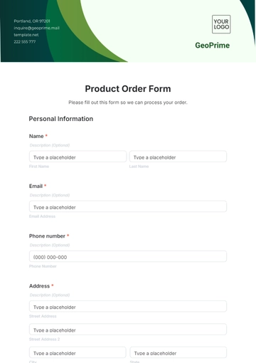 Free Product Order Form Template to Edit Online