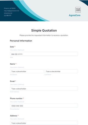 Free Simple Quotation Template to Edit Online