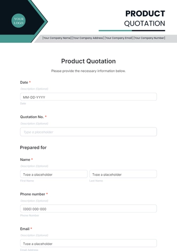 Free Product Quotation Template to Edit Online