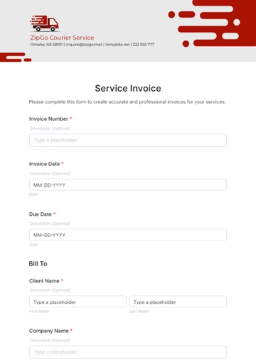 Free Service Invoice Template to Edit Online