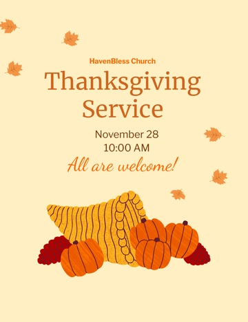 Free Church Thanksgiving Program Design Template to Edit Online