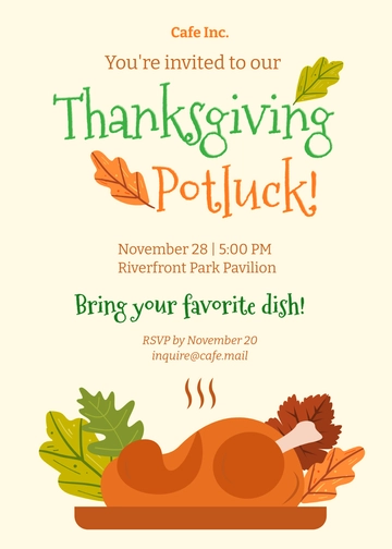 Free Thanksgiving Potluck Invitation Template to Edit Online