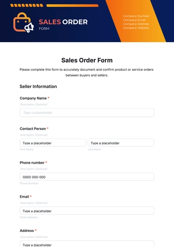 Sales Order Form Template - Edit Online & Download