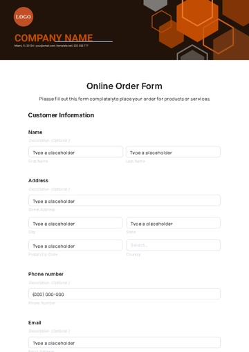 Free Online Order Form Template to Edit Online