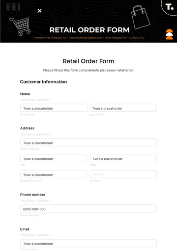 Free Retail Order Form Template to Edit Online