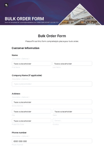 Free Bulk Order Form Template to Edit Online