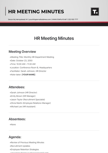 Free HR Meeting Minute Template to Edit Online