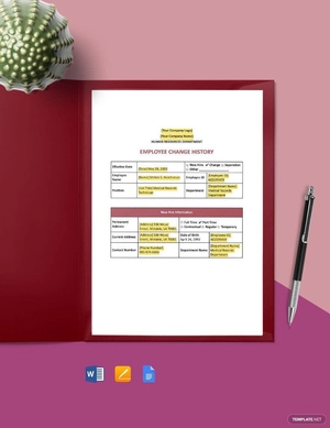 Employee Status Change Report Template