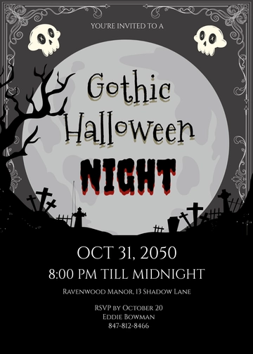 Free Gothic Halloween Invitation Template to Edit Online
