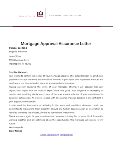 Free Mortgage Approval Assurance Letter Template to Edit Online