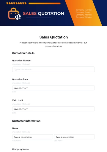 Free Sales Quotation Template to Edit Online