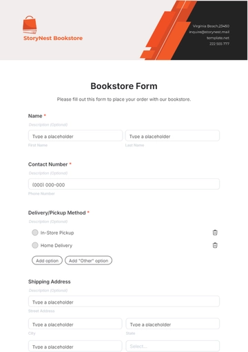 Free Bookstore Form Template to Edit Online