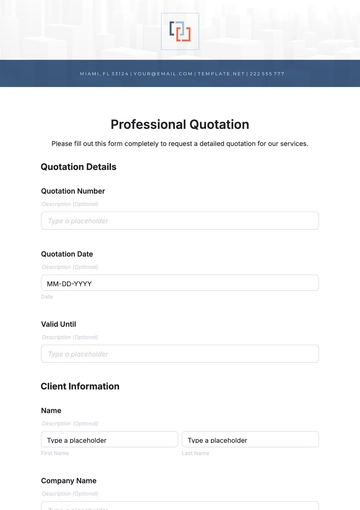 Free Professional Quotation Template to Edit Online