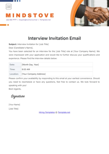 Free Interview Invitation Email Template to Edit Online
