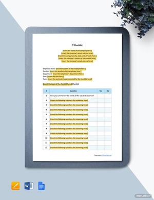 Sample IT Checklist Template