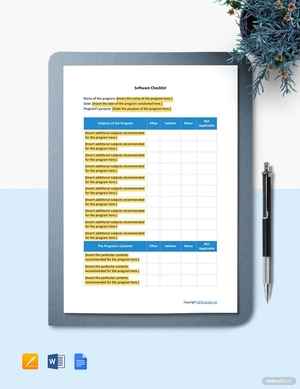 Basic Software Checklist Template
