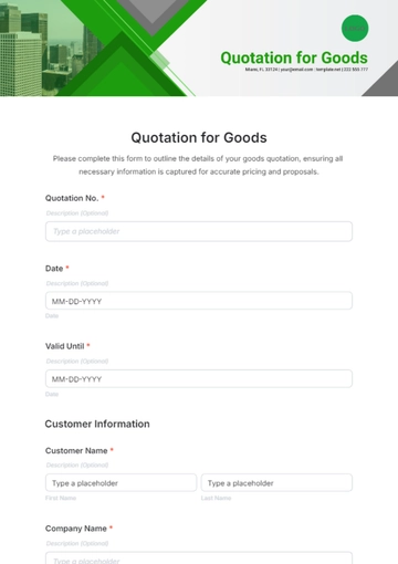 Free Quotation for Goods Template to Edit Online