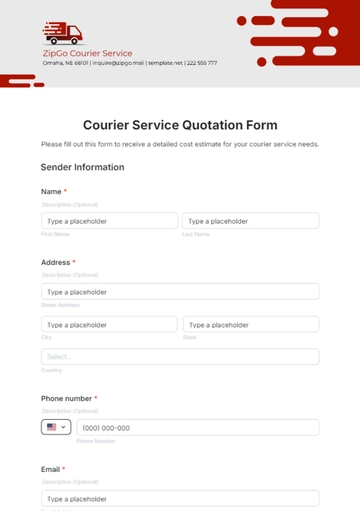 Free Courier Service Quotation Form Template to Edit Online
