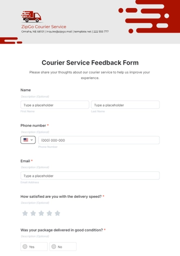Free Courier Service Feedback Form Template to Edit Online
