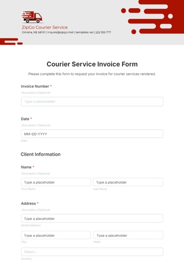 Free Courier Service Invoice Form Template to Edit Online
