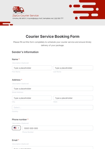 Free Courier Service Booking Form Template to Edit Online