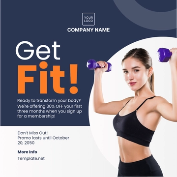 Free Fitness Center Social Media Post Template to Edit Online