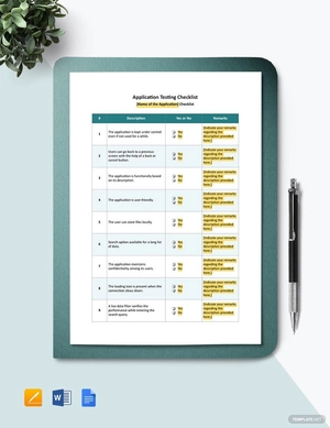 Application Testing Checklist Template