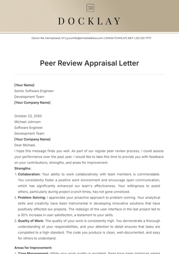 Free Peer Review Appraisal Letter Template to Edit Online