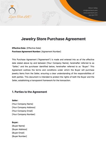 Free Jewelry Store Purchase Agreement Template to Edit Online