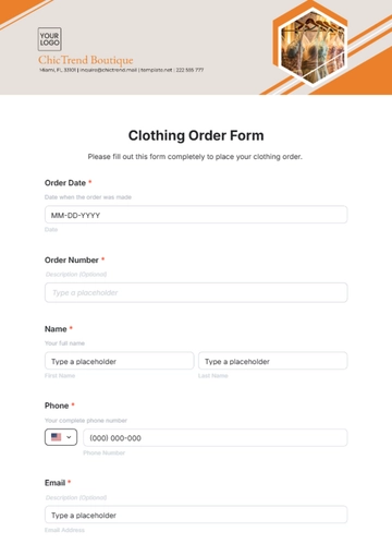 Free Clothing Order Form Template to Edit Online