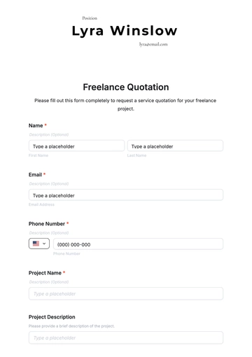 Free Freelance Quotation Template to Edit Online