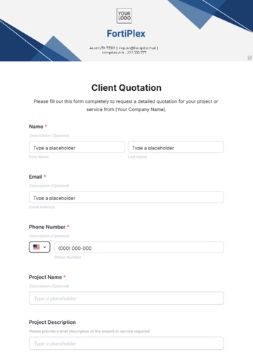 Free Client Quotation Template to Edit Online