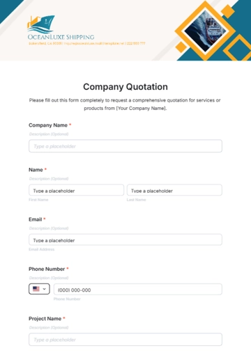 Free Company Quotation Template to Edit Online