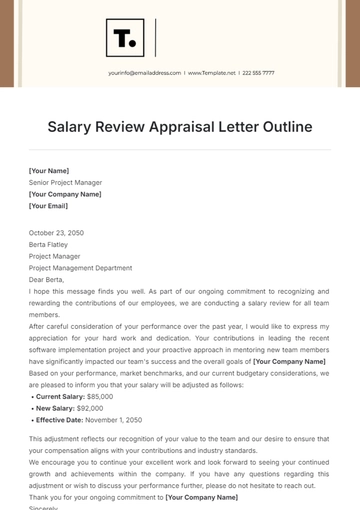 Free Salary Review Appraisal Letter Outline Template to Edit Online