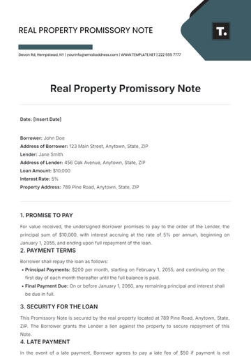 Free Blank Real Property Promissory Note Template to Edit Online